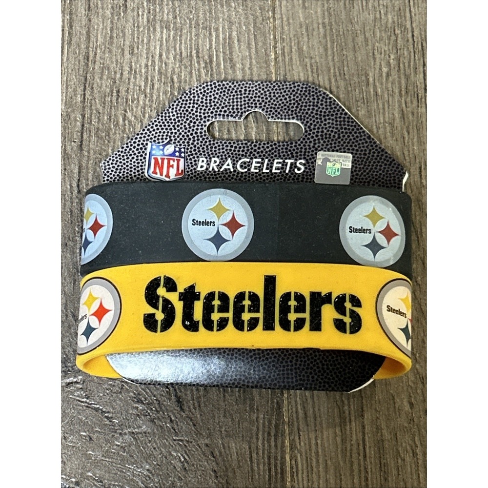 Pittsburgh Steelers NFL Rubber Wristband Bracelet Set Of 2 New